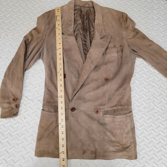 Gianfranco Ferre Suede Blazer Light Brown Size Small Hip Length Mde In Italy - Picture 11 of 11